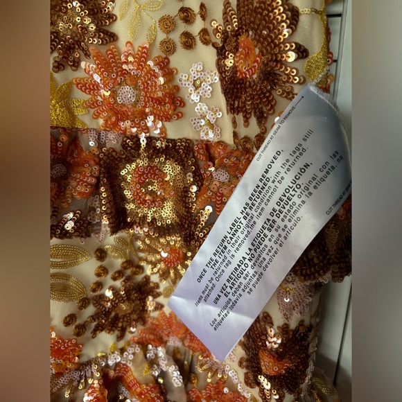 New Dress The Population Siriana Sequin Ruffle Gown S - Picture 9 of 10